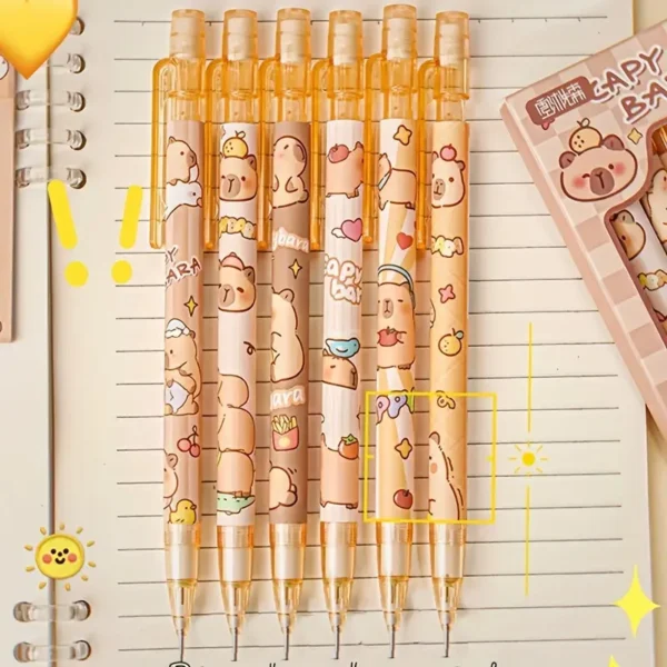 1352c947ed744f3ab0c7d82d2a844adb-goods.webp 6pcs Capybara Mechanical Pencils with Built-In Erasers