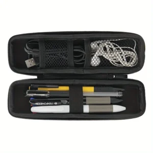 1711439742971-6b57ef4ccced4e84bdffdcac9aa44b64-goods.webp 1pc Black Pencil Holder Pen Case EVA Hard Shell Stylus Earphone Pouch Stationery Cover Box Makeup Storage Bag Office Use