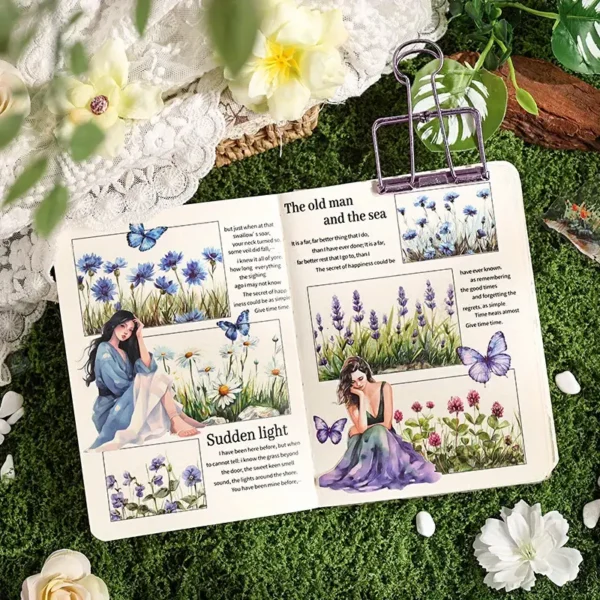 924c4c6fb61544618bce6aac6f4c4bf0-goods.webp 120pcs Literary and Fresh Grass Flower Sticker Pack